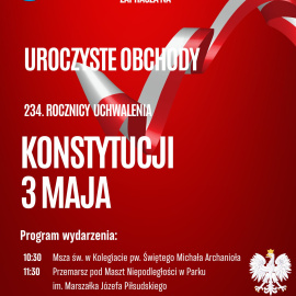 UROCZYSTE OBCHODY 234. ROCZNICY UCHWALENIA KONSTYTUCJI 3 MAJA